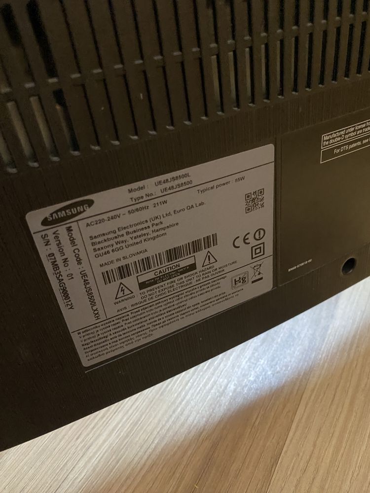 Telewizor Samsung UE48JS8500 Smart Uszkodzone podświetlenie