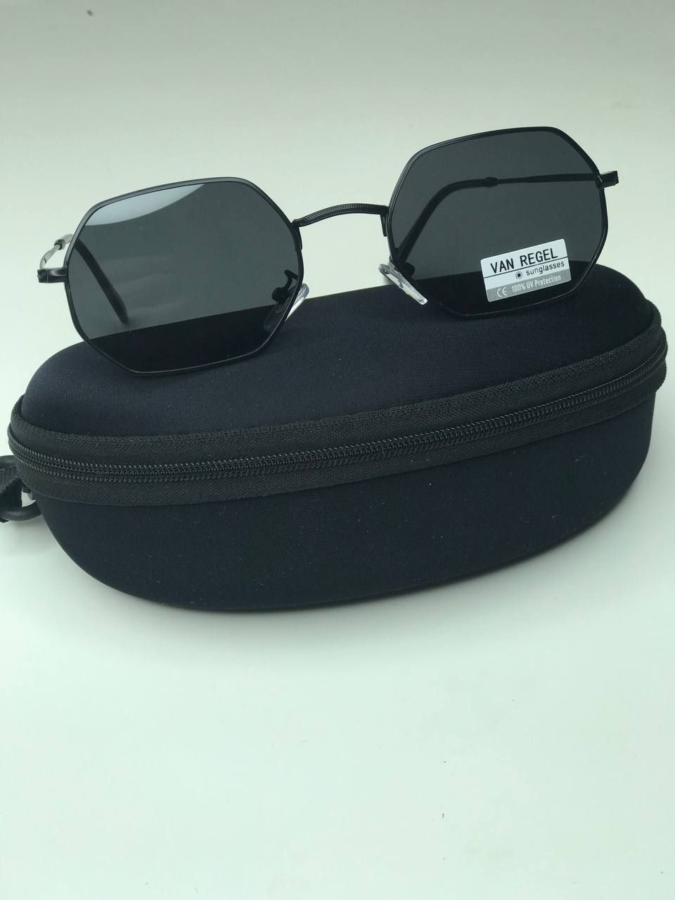 Солнцезащитные очки Octagonal черные фигурные без бренда восьмигранные