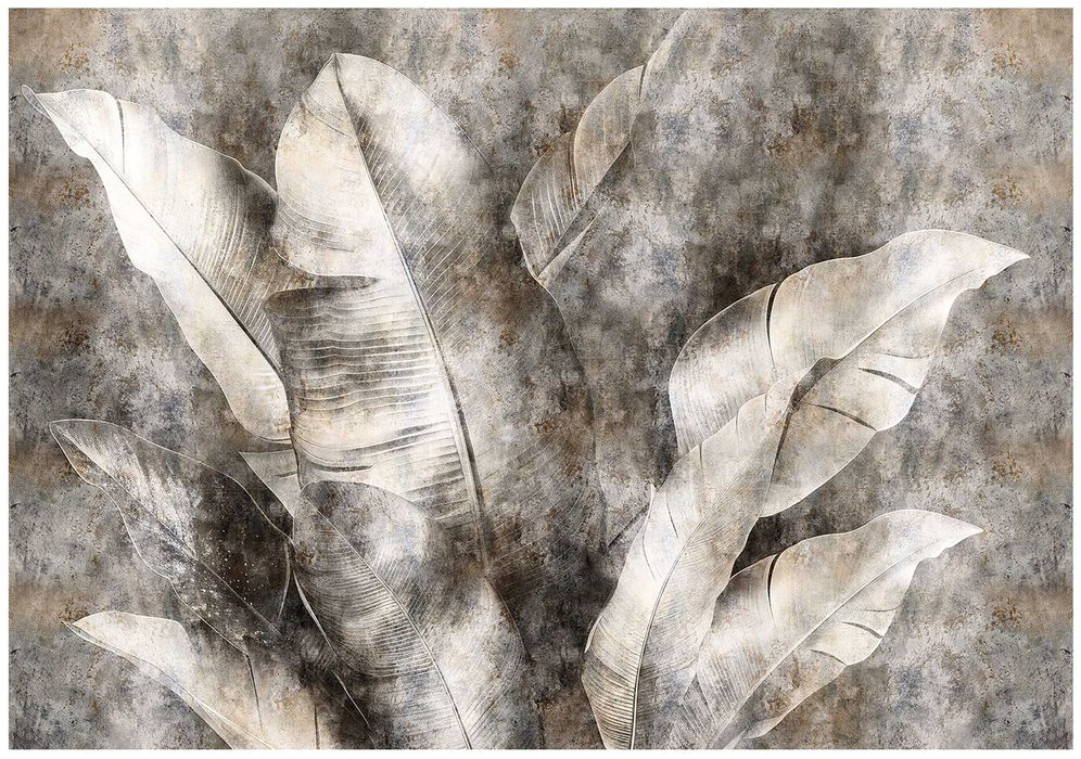 Fototapeta Brązowy Liść Beż Szarości Beton Brud Loft 3D + KLEJ