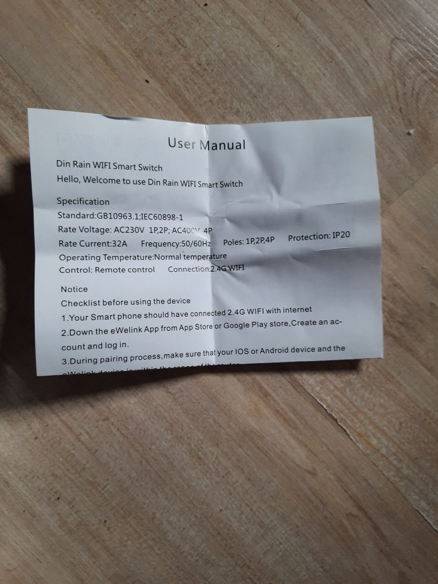 Moduł WiFi na szynę DIN aplikacja eWeLink 1-63A