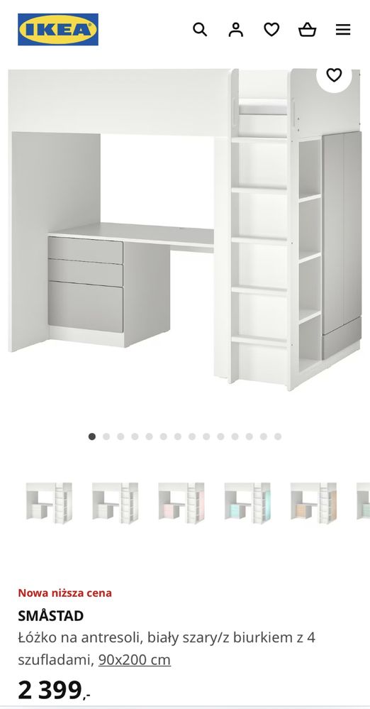 Łóżko piętrowe z biurkiem IKEA