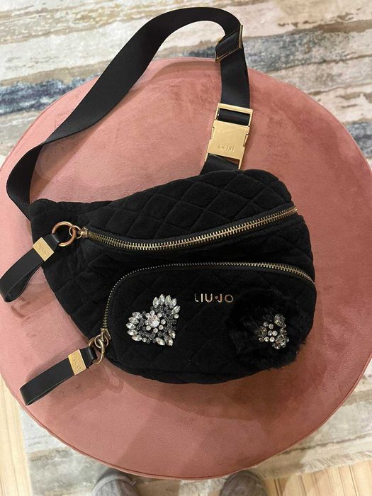 Сумка liu jo pinko оригинал, оксамит + прикраси, хутро