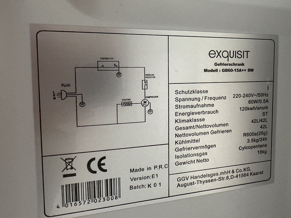 Морозильна камера Exquisit