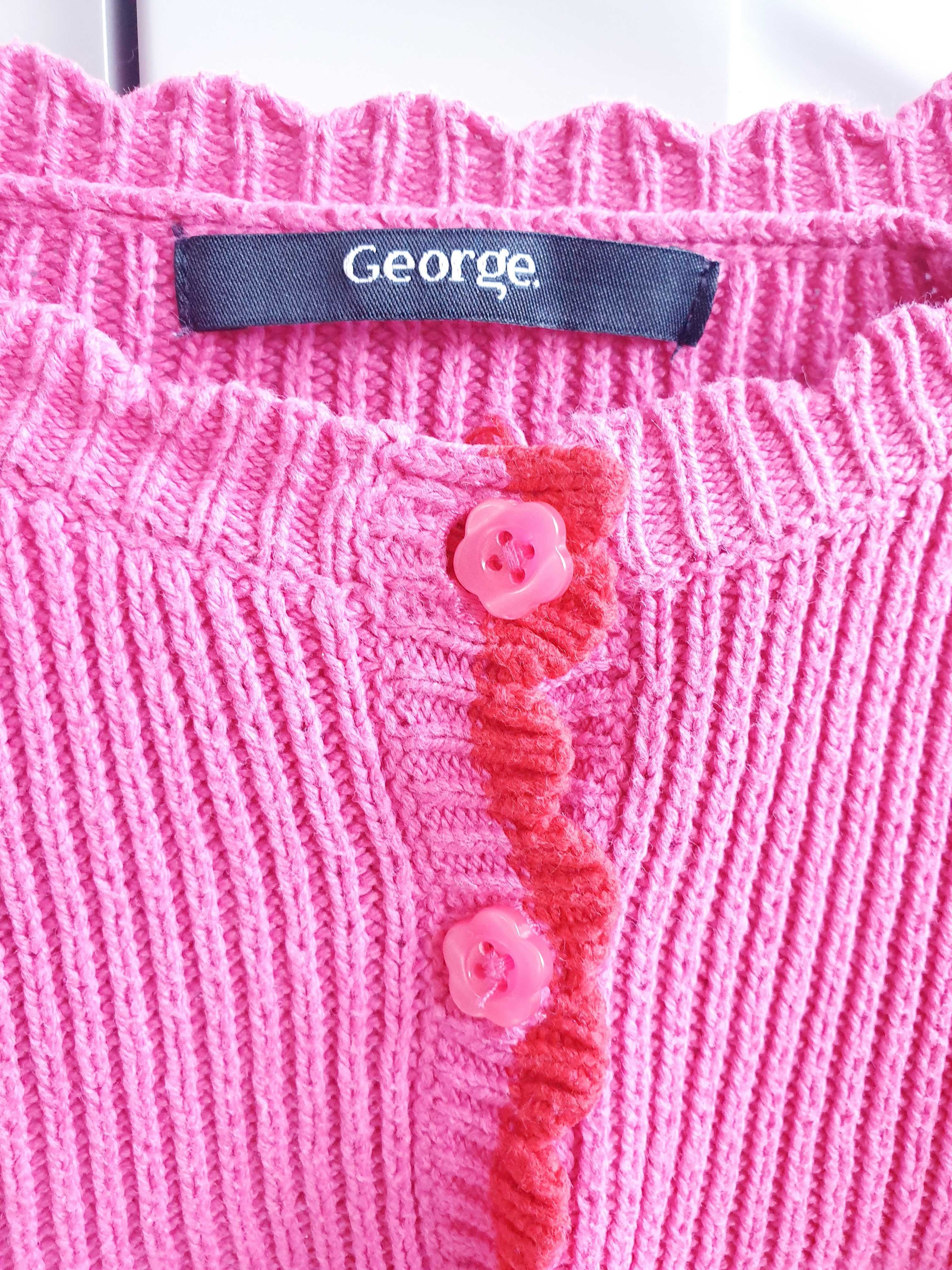 Różowy zapinany sweter sweterek 92 98 George