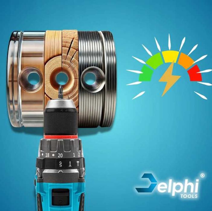 Wiertarko-wkrętarka akumulatorowa 18V 4Ah udarowa bezszczotkowa Delphi