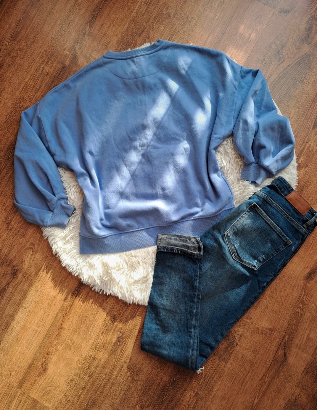 Duży Sweter z Bufiastymi Rękawami | Rozmiar Oversize M/38 | Liliowy |