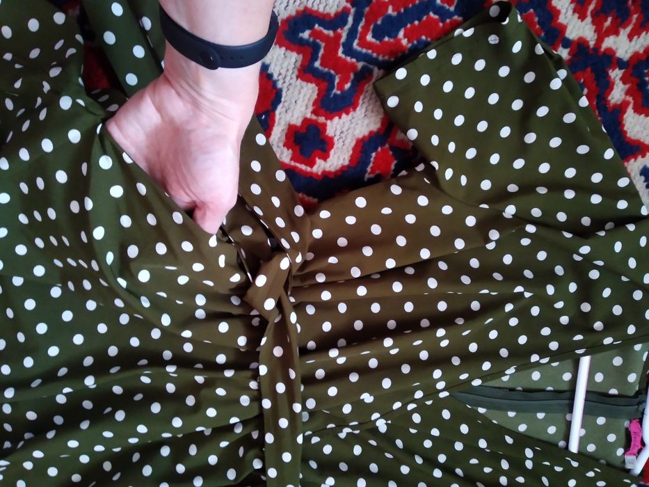 Ромпер комбинезон с поясом  оливковый в горох