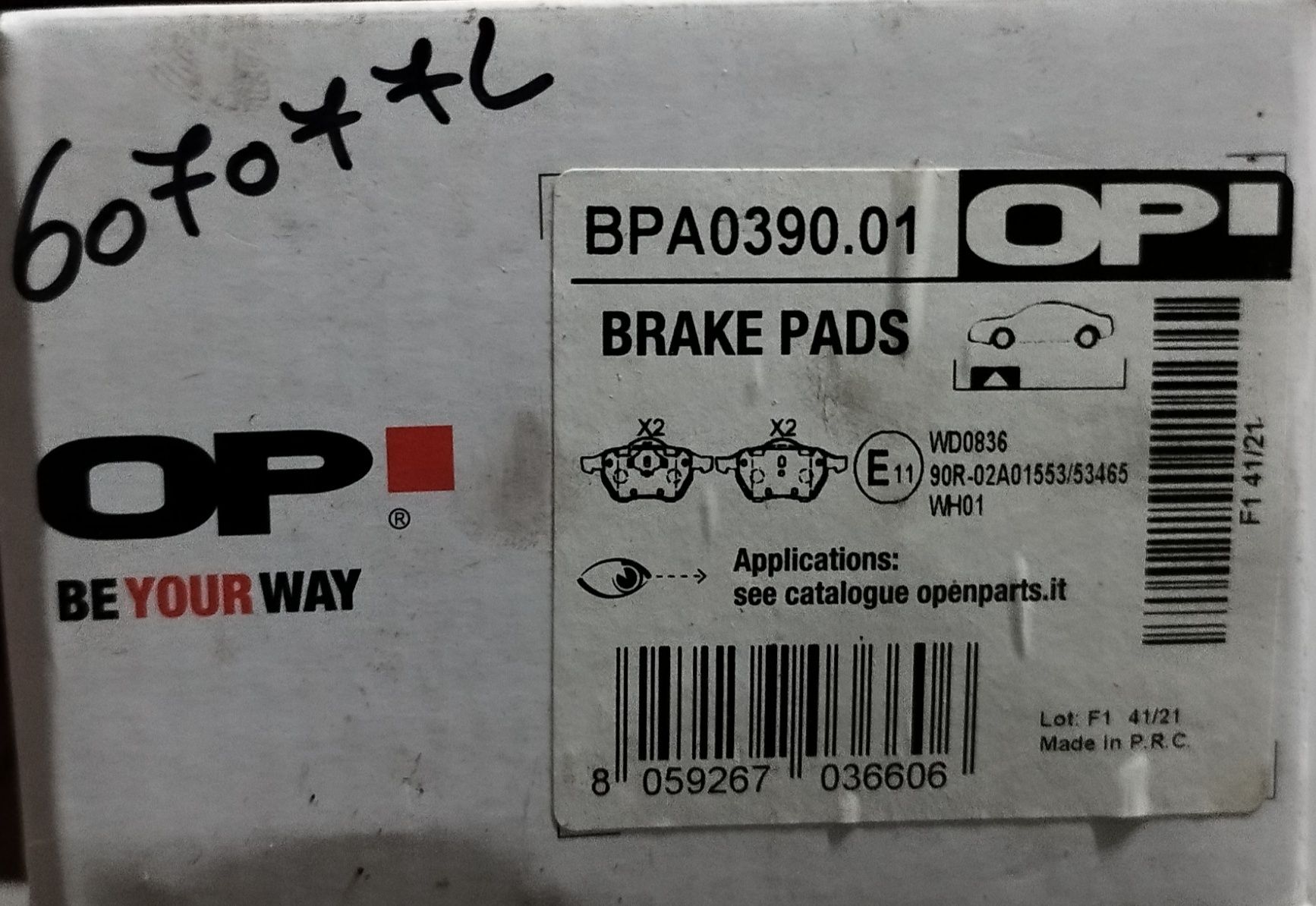 Pastilhas Travão OPEN PARTS BPA0390.01 – Compatível Audi,VW,Seat,Skoda