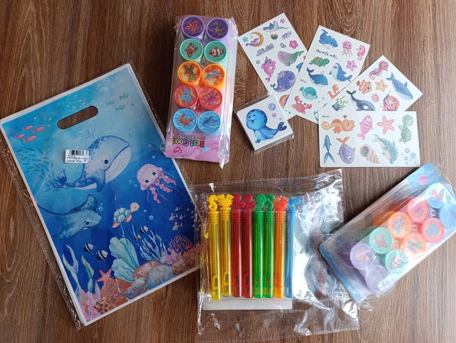 Zestaw prezentów dla dzieci do przedszkola urodziny morze rybki tatuaż