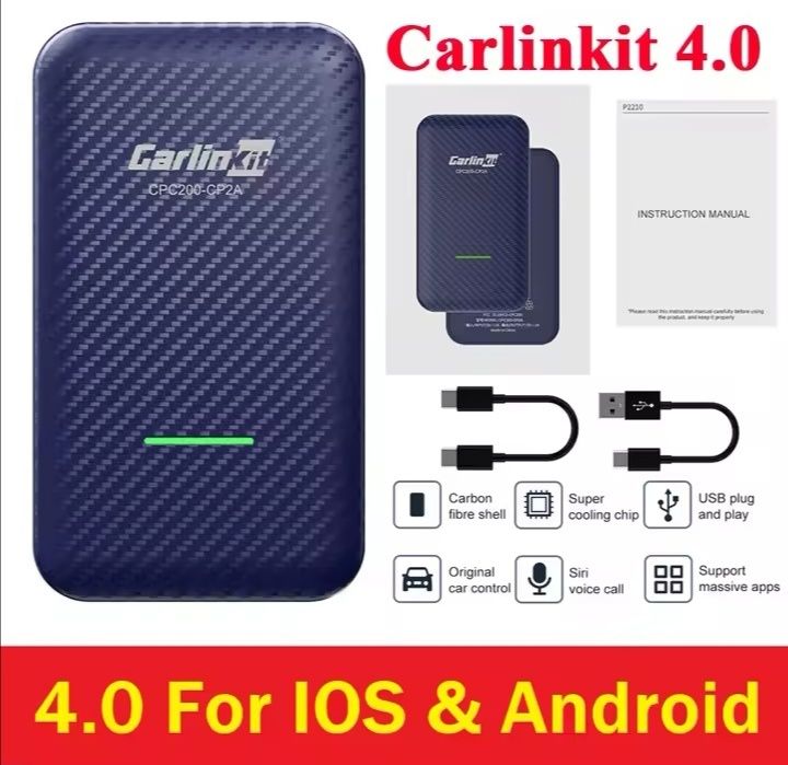 Carlinkit Auto - CarPlay e Android Auto - Novo