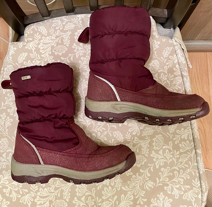 Zimowe buty dzieciece Reima, bordowe, ciepte - rozmiar 32
