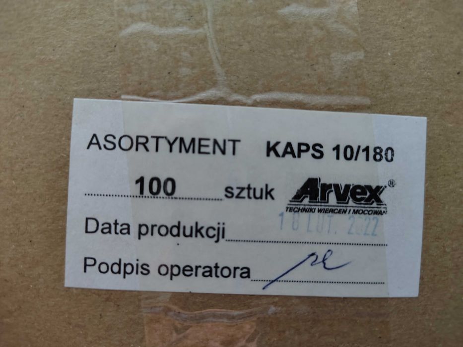 Nowe pudło Kołków do styropianu i wełny 10/180 firmy Arvex 100 szt.