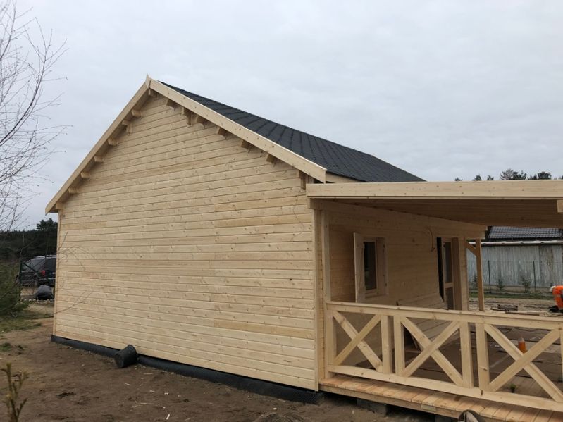 DOM/DOMEK drewniany z antresolą i tarasem DL A8