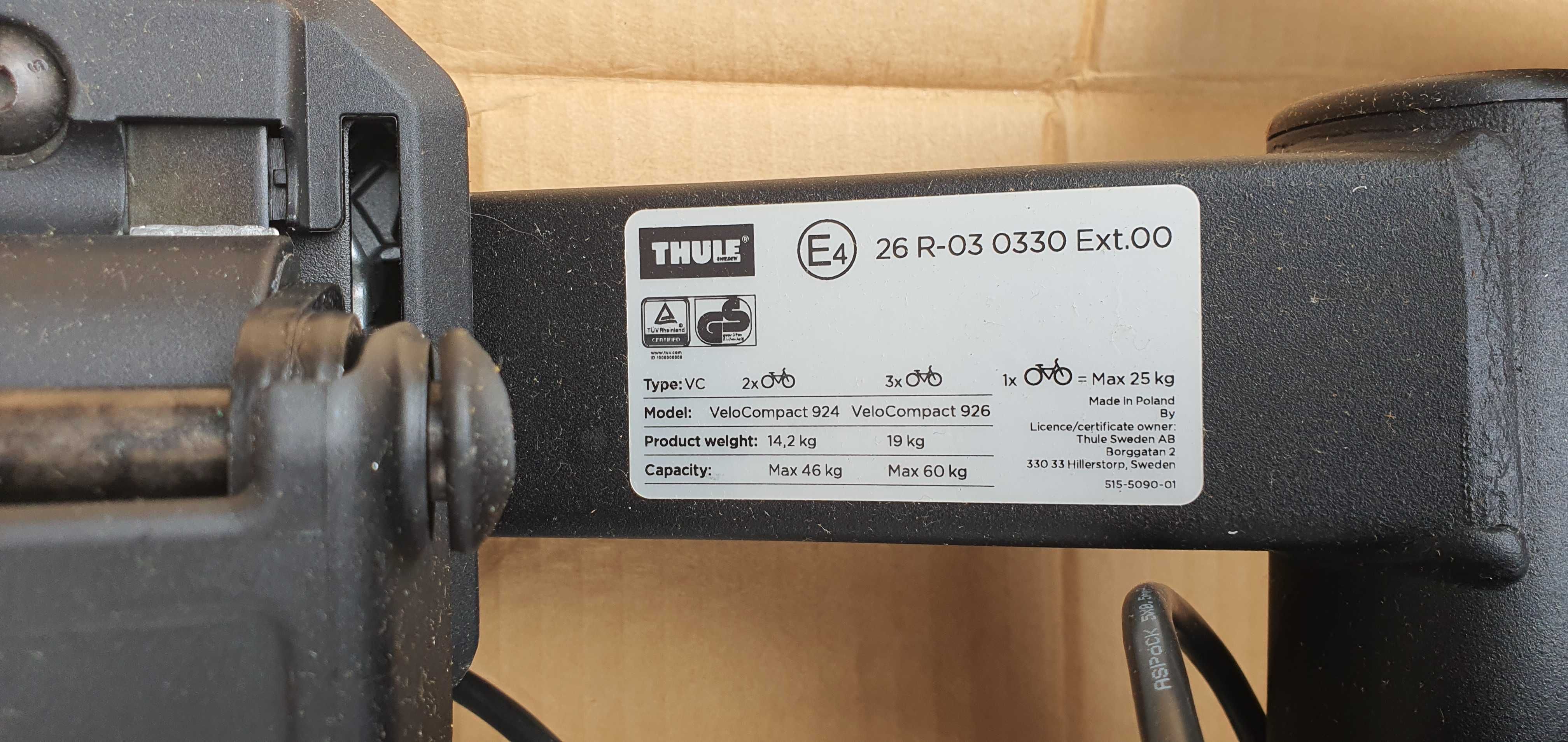 NOWY Bagażnik rowerowy THULE 926 na hak na 3 rowery  C Z Y T A J