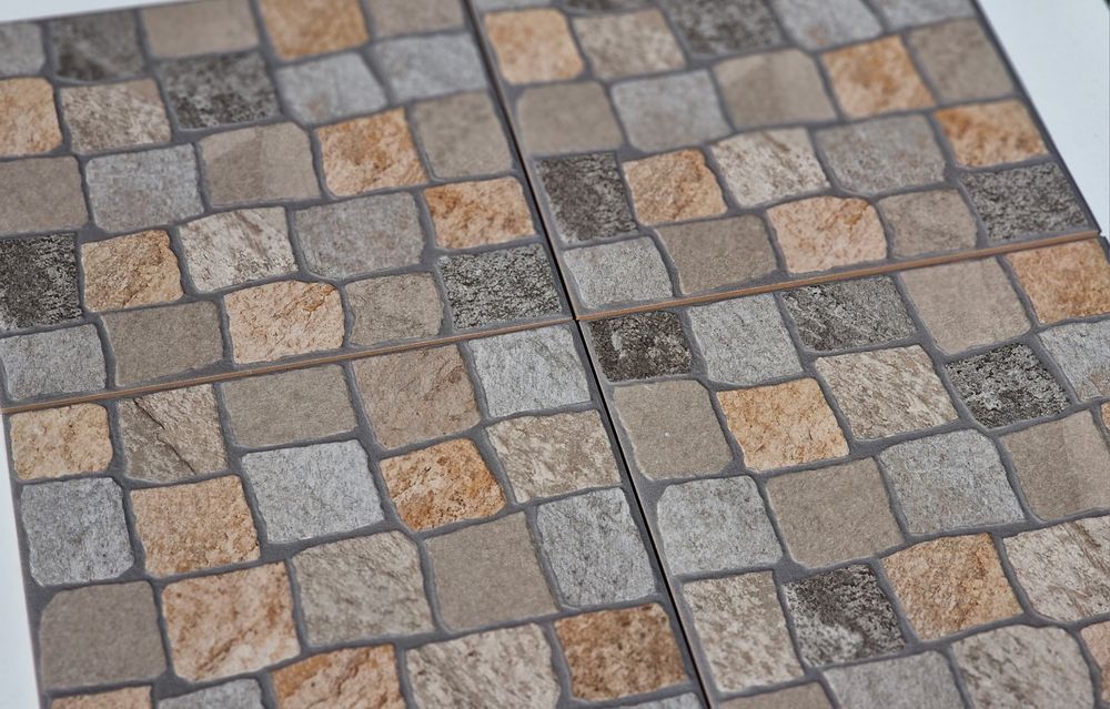 Pavimento cerâmico antiderrapante a imitar calçada (67 m²)