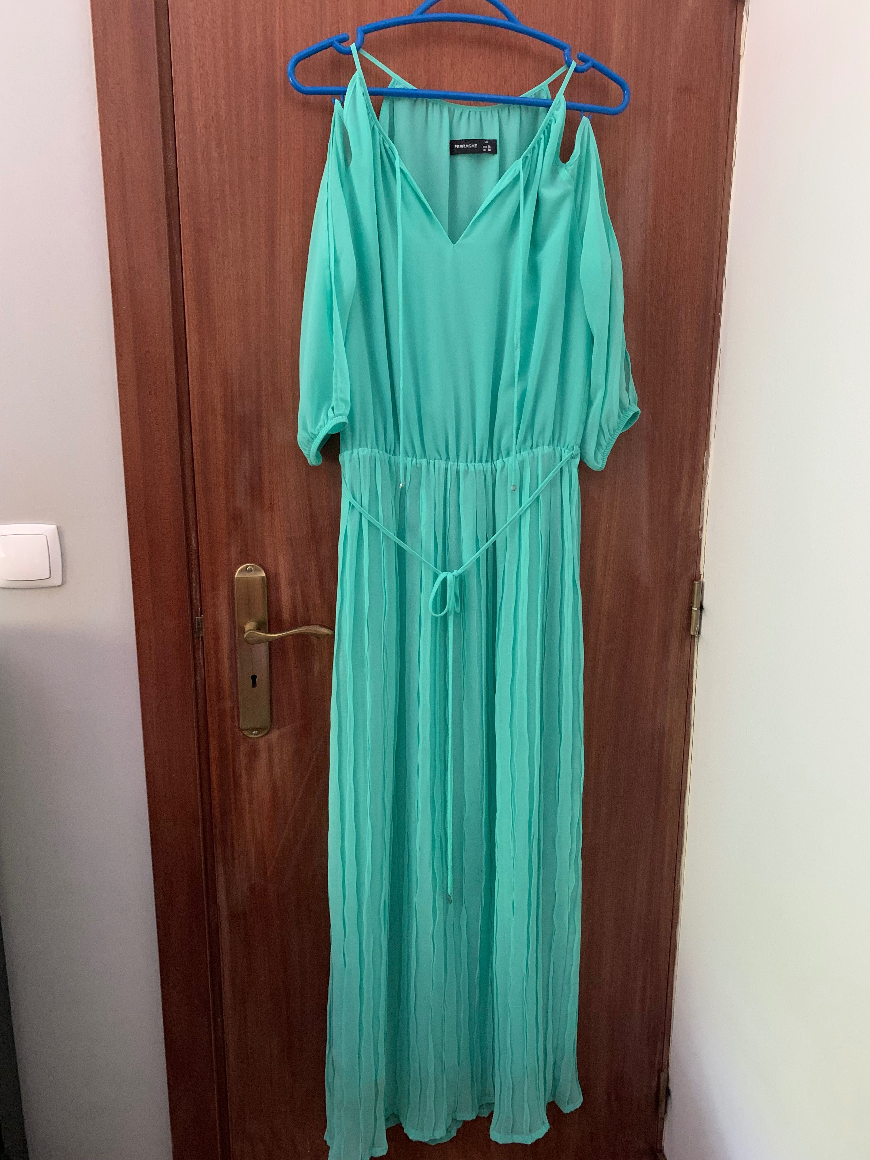 Vestido azul-água Ferrache