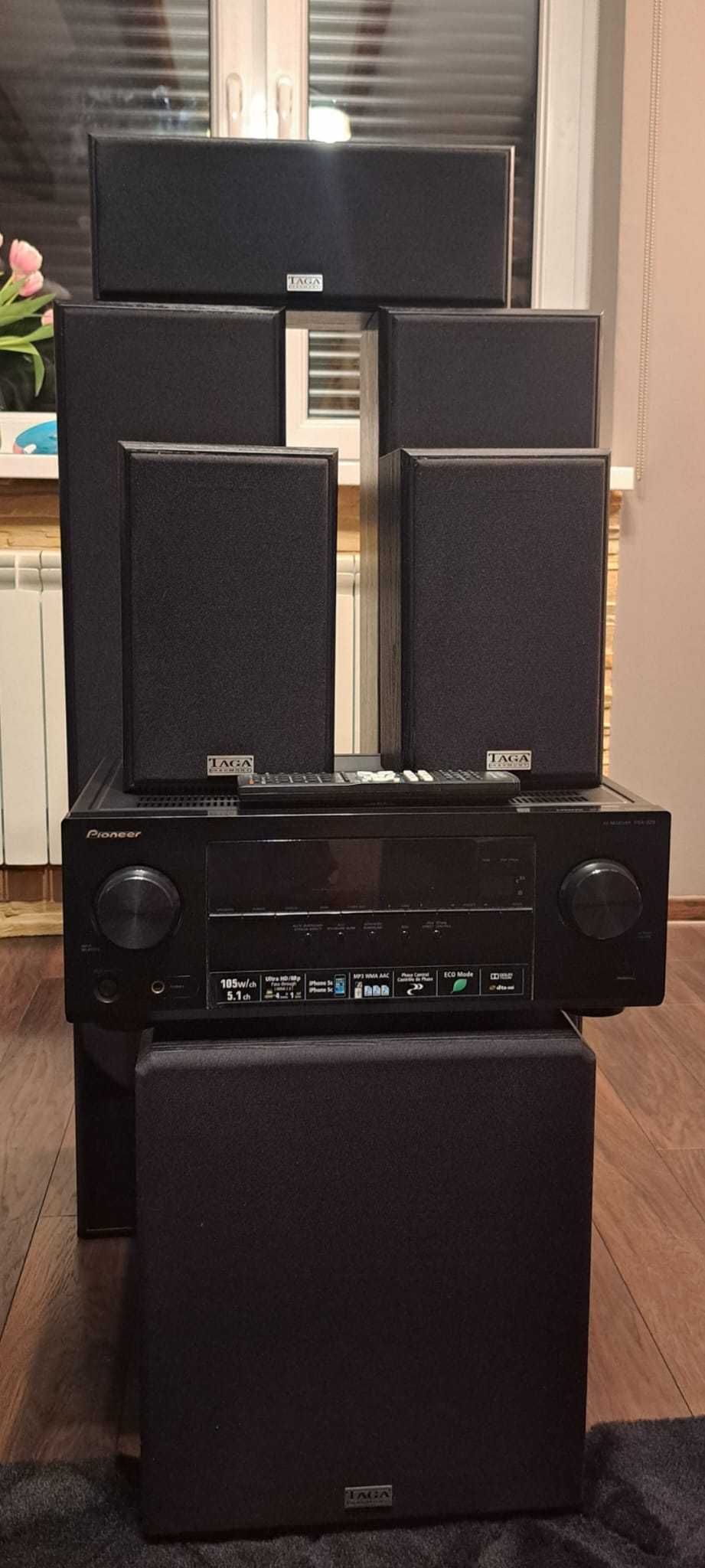 Kino domowe Amplituner Pioneer plus zestaw głośników i subwoofer