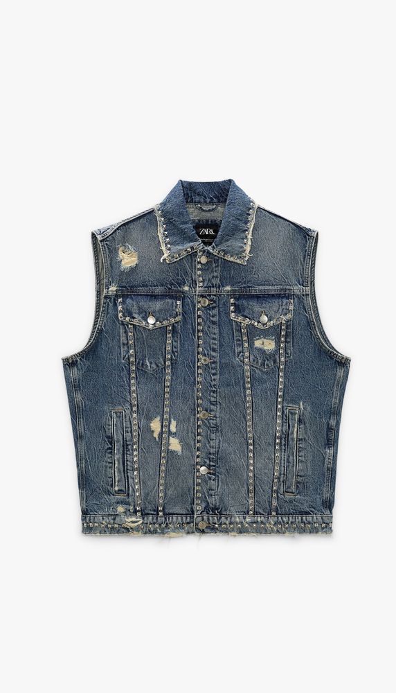 Kamizelka Denim Zara S/M nabijana ćwiekami jeansowa Nowa rider