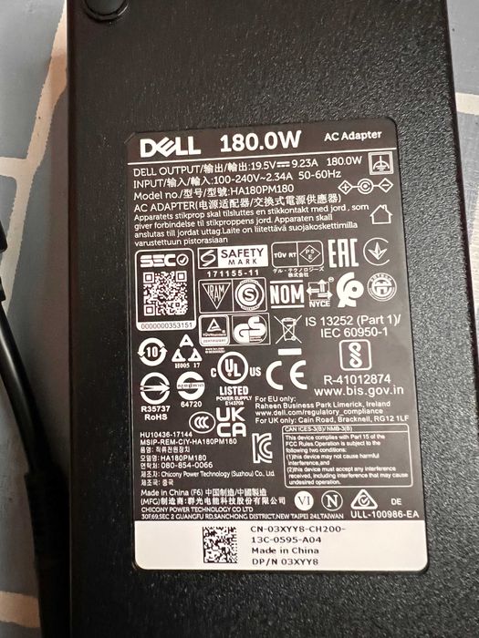 Carregador Dell 180W Original - ponta grossa redonda