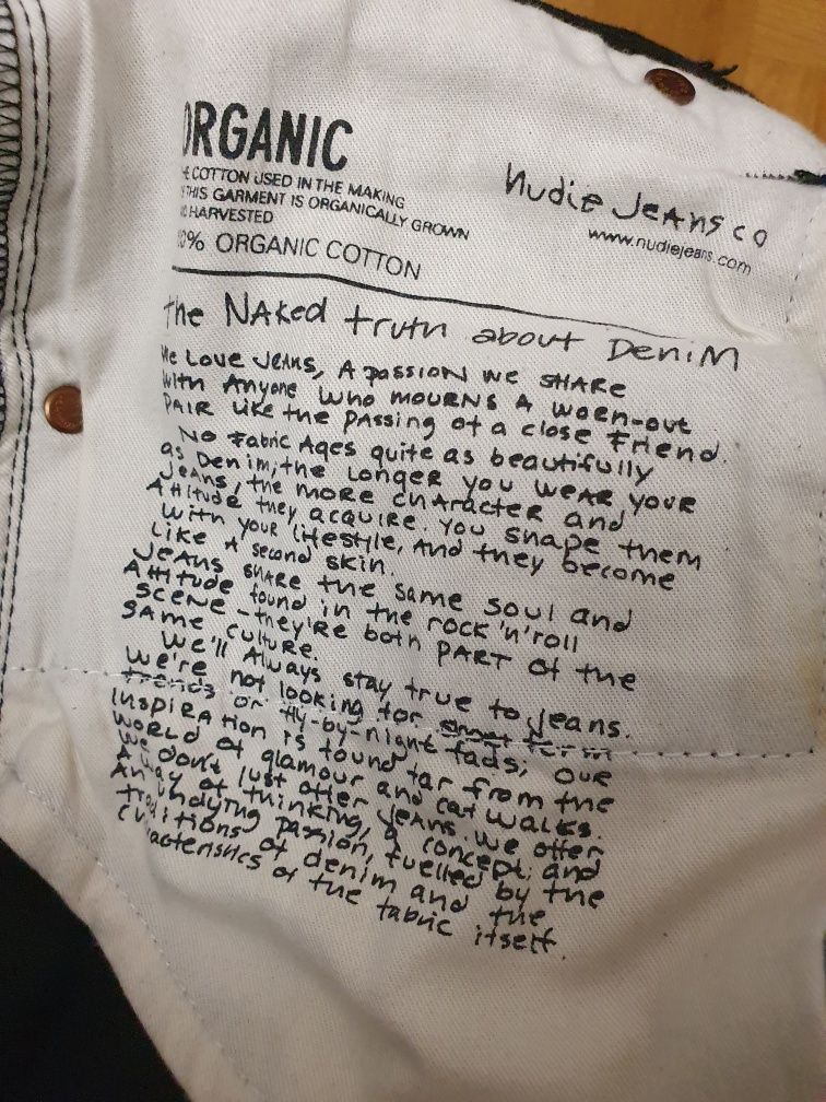 Spodnie z bawełny organicznej Nudie Jean's r.32