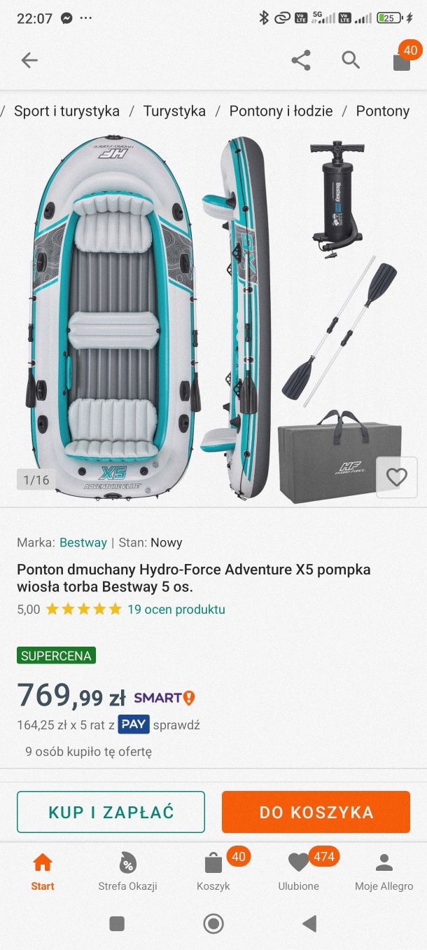Ponton 5 osobowy Elite Hydro Force Adventure
