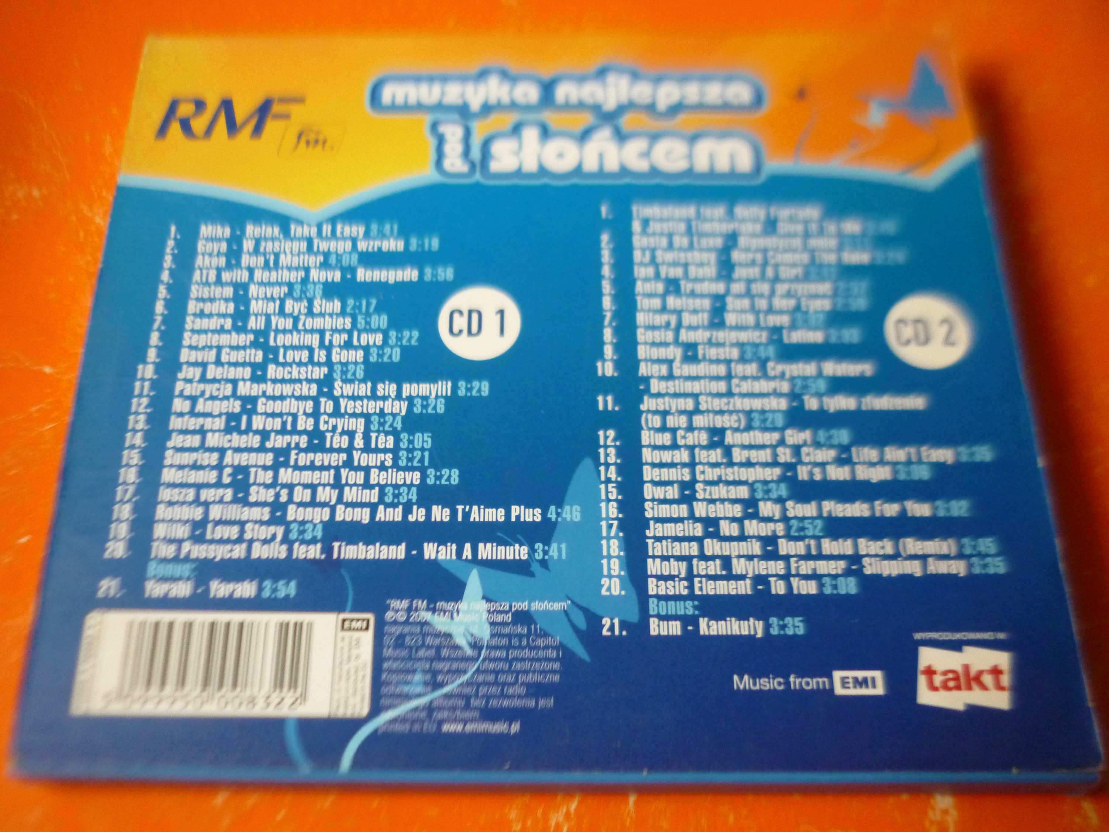 2 płyty CD "RMF FM Muzyka Najlepsza Pod Słońcem" 2007 r.