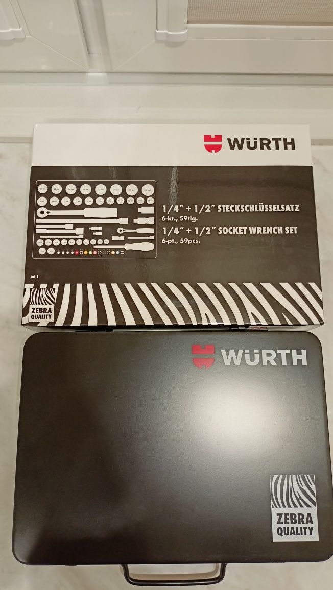 Zestaw kluczy nasadowych 1/2 i 1/4 cala Wurth zebra