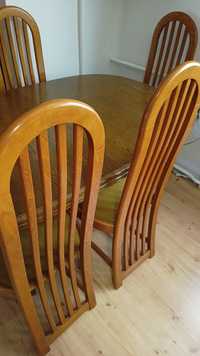 Stół dębowy z krzesłami solidny duży rozkładany