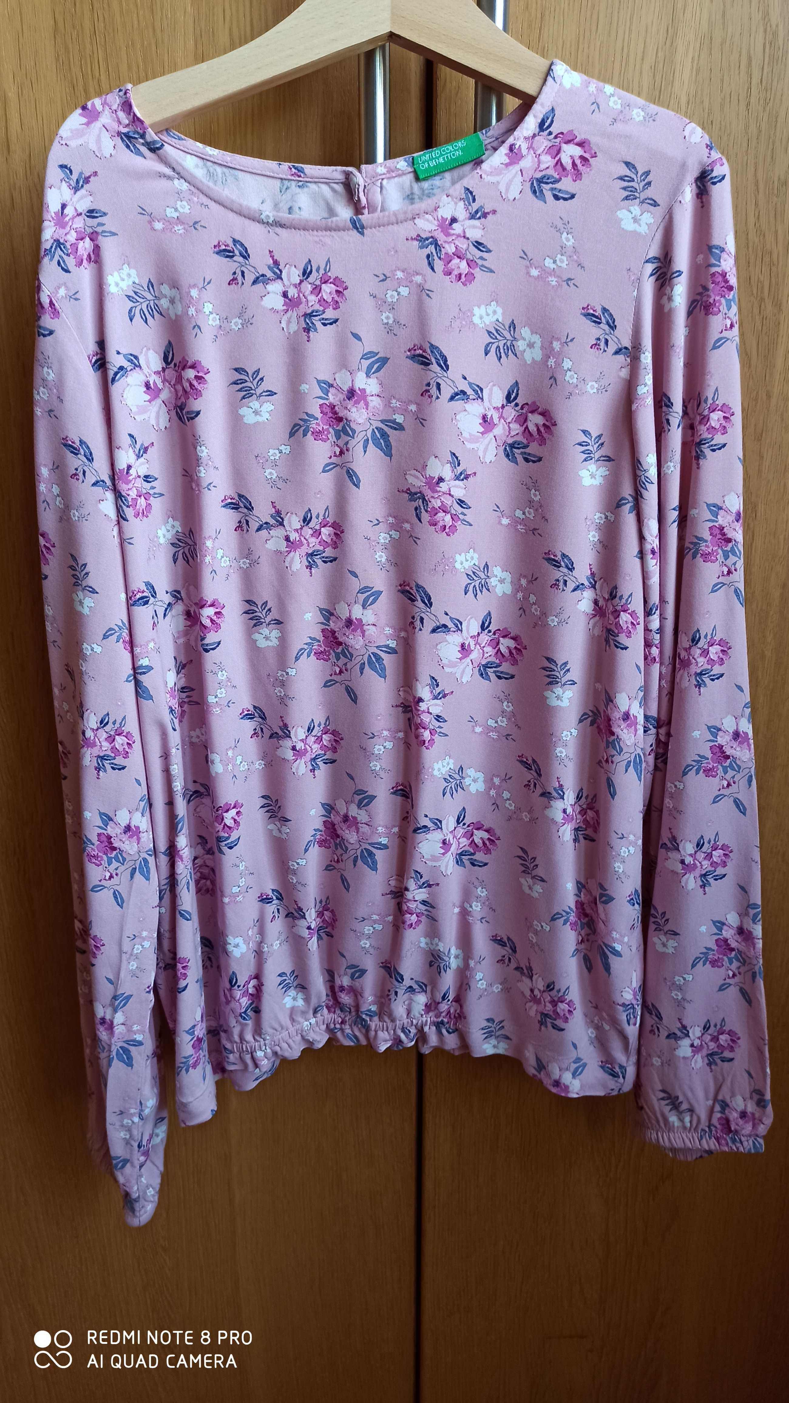 BENETTON Bluzka koszulowa w kwiaty rozm.146/152cm