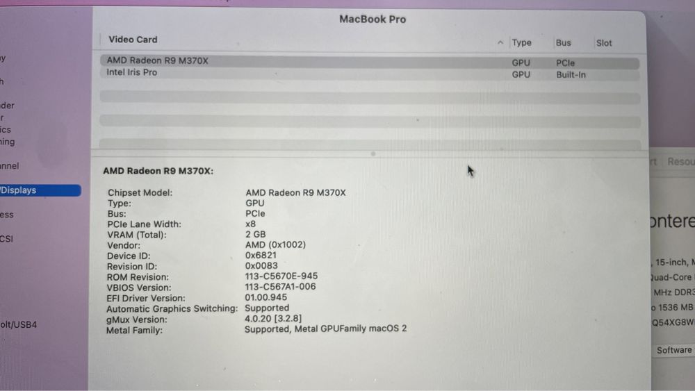 Macbook Pro 15 дюймов, Mid 2015, Core i7 2.5Ghz, 16Gb, 500 Ssd