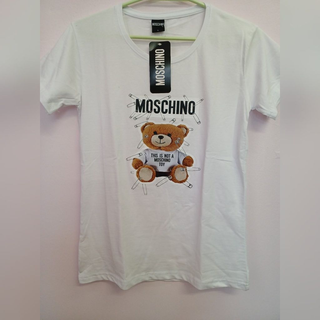 Biała koszulka z misiem Moschino