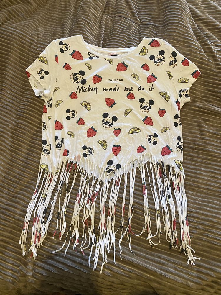 Camisola/ T-shirt Mickey com franjinhas