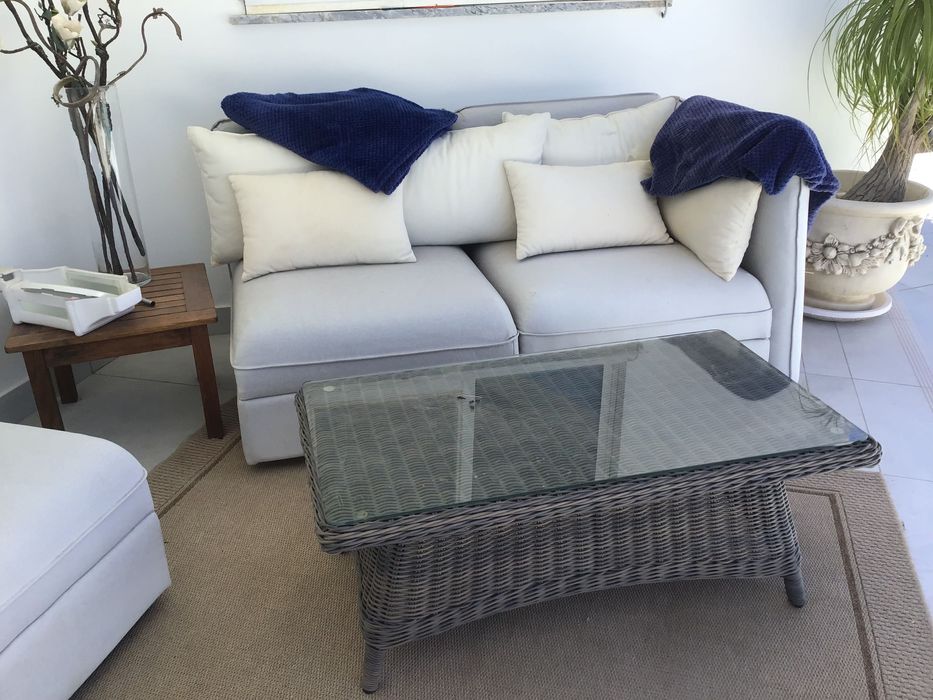 Ikea pale grey material sofa 3/4 seats