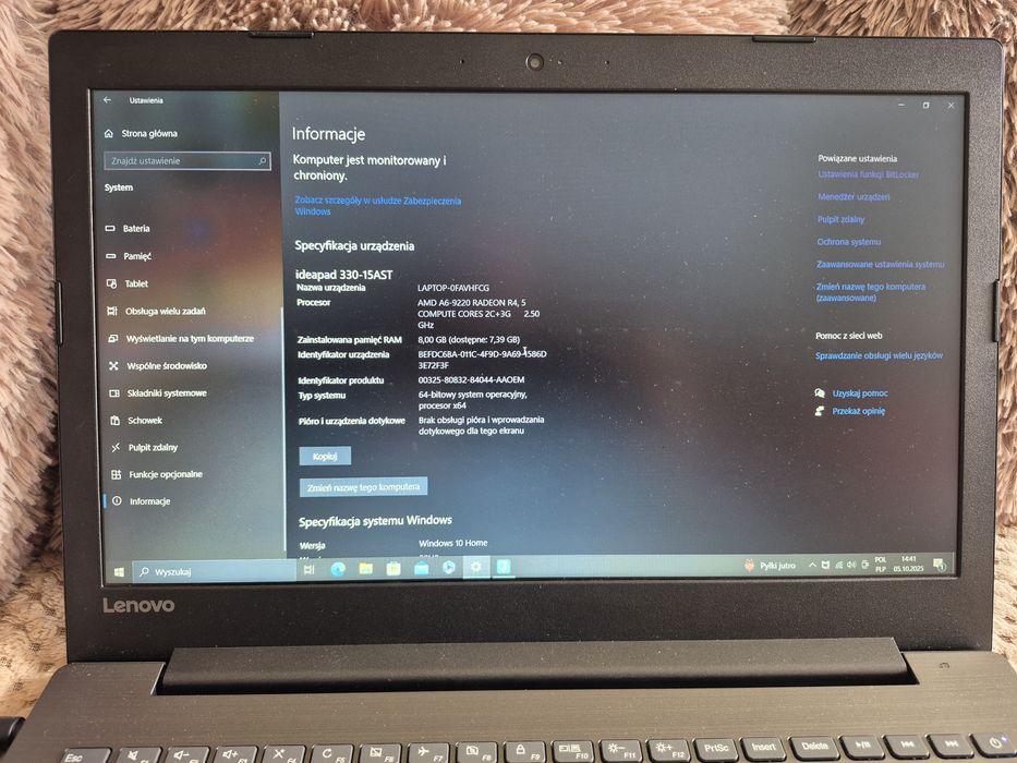 Laptop Lenovo Ideapad 330 15AST 8Gb Ram/ 256 SSD