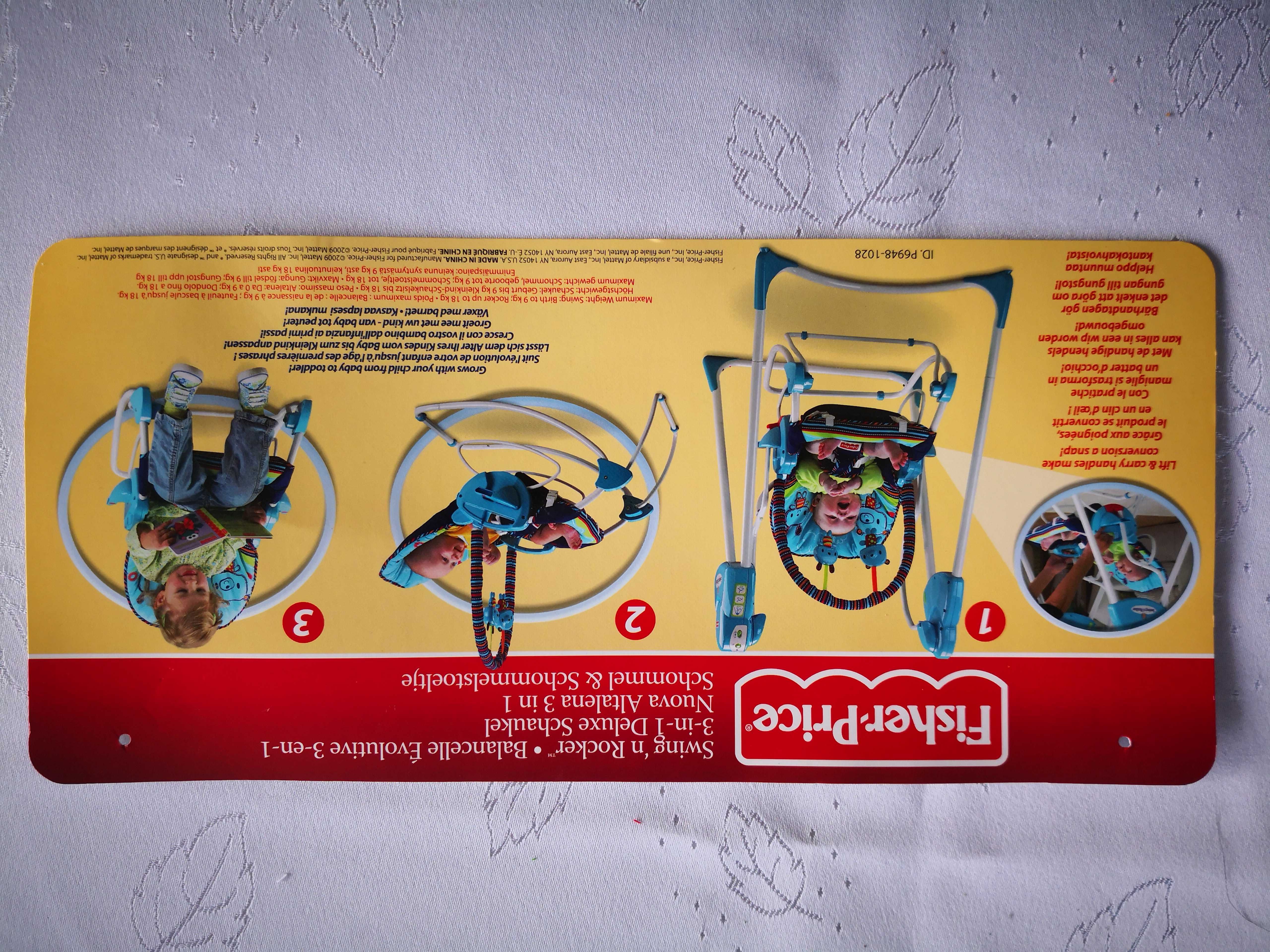 Huśtawka 3w1 leżaczek, krzesełko dla dziecka Fisher Price