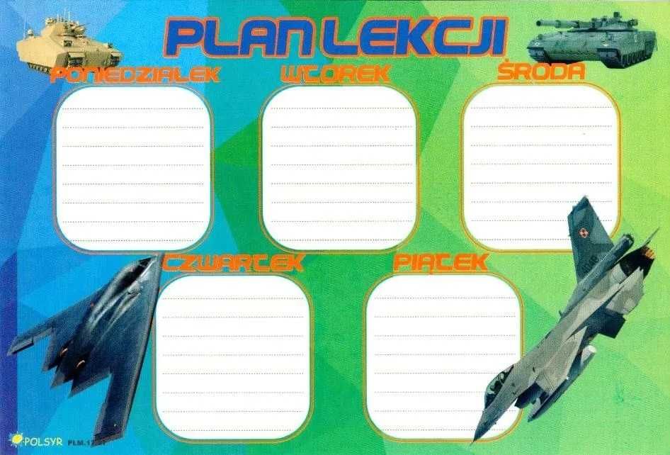 Plan lekcji naklejka militaria samoprzylepny plan lekcji wojsko 1 szt.