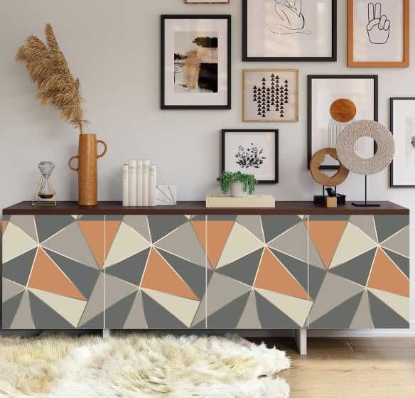 Tapeta samoprzylepna winylowa Geometryczna Szaro-Pomarańczowa NR.EO71