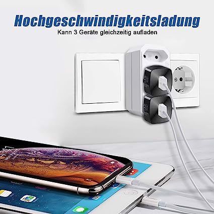 płaski adapter na 3 wtyczki 3500w 16a biały 2szt.
