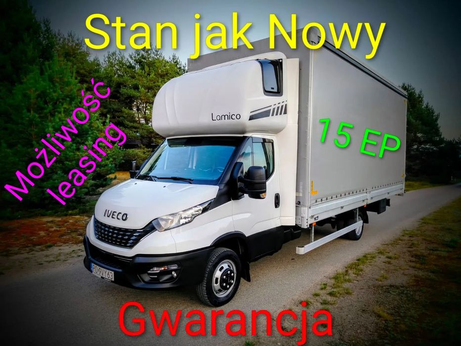 Iveco Iveco Daily 2021r‼️50C18‼️3.0 Plandeka 15 Palet 2x Firanka Zsuwany Dach burty‼️Wysokość rampowa bliźniak Salon Polska Serwisowany DBK Jeden właściciel Orginał STAN JAK NOWY DMC 3.5