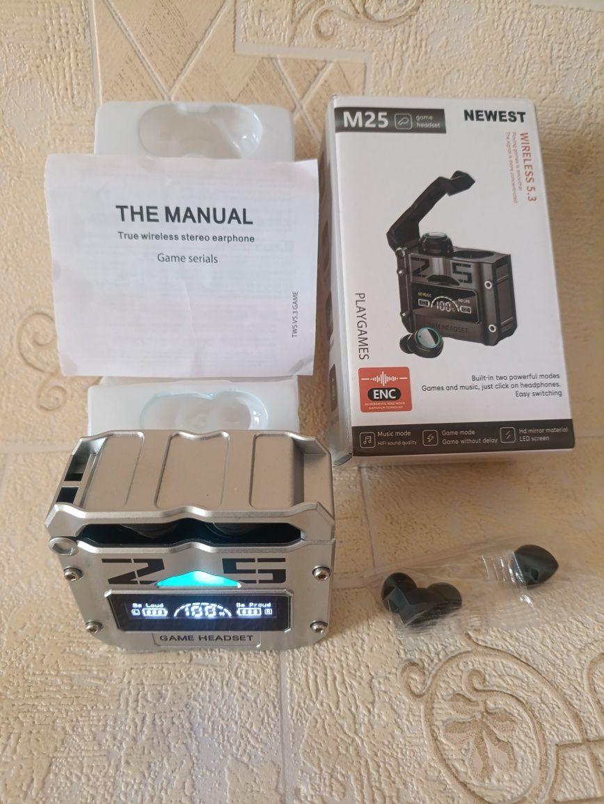 Игровые, беспроводные, сенсорные наушники - TWS M25 (Bluetooth 5.3)