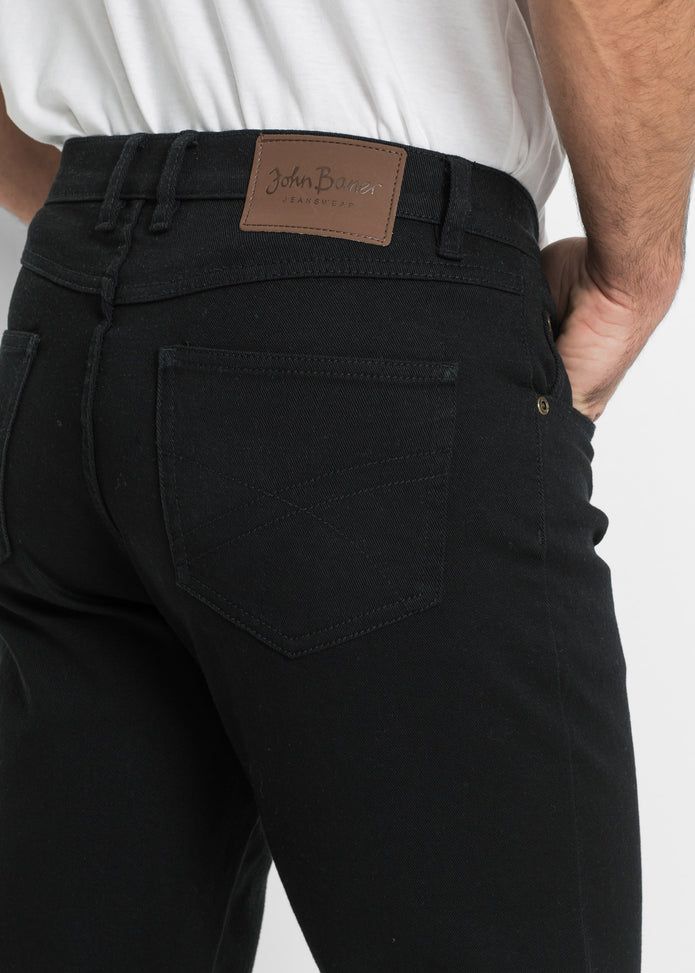 Bonprix czarne elastyczne spodnie jeansowe proste wysoki stan 48