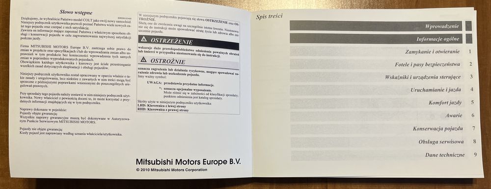 Książka, instrukcja obsługi Mitsubishi Colt, PL