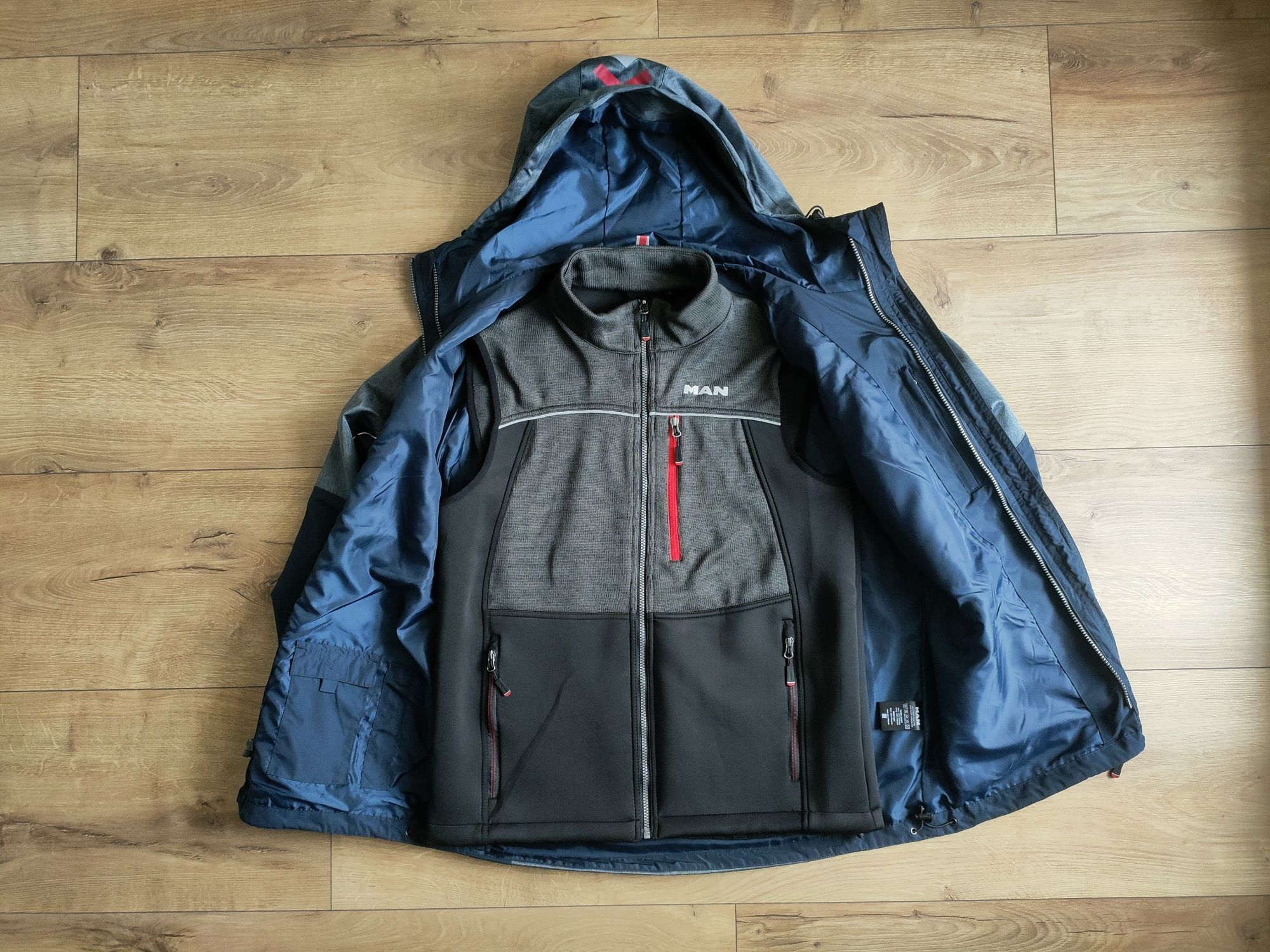 Kurtka 2w1 MAN męska wodoodporna odblaski kamizelka r. XL