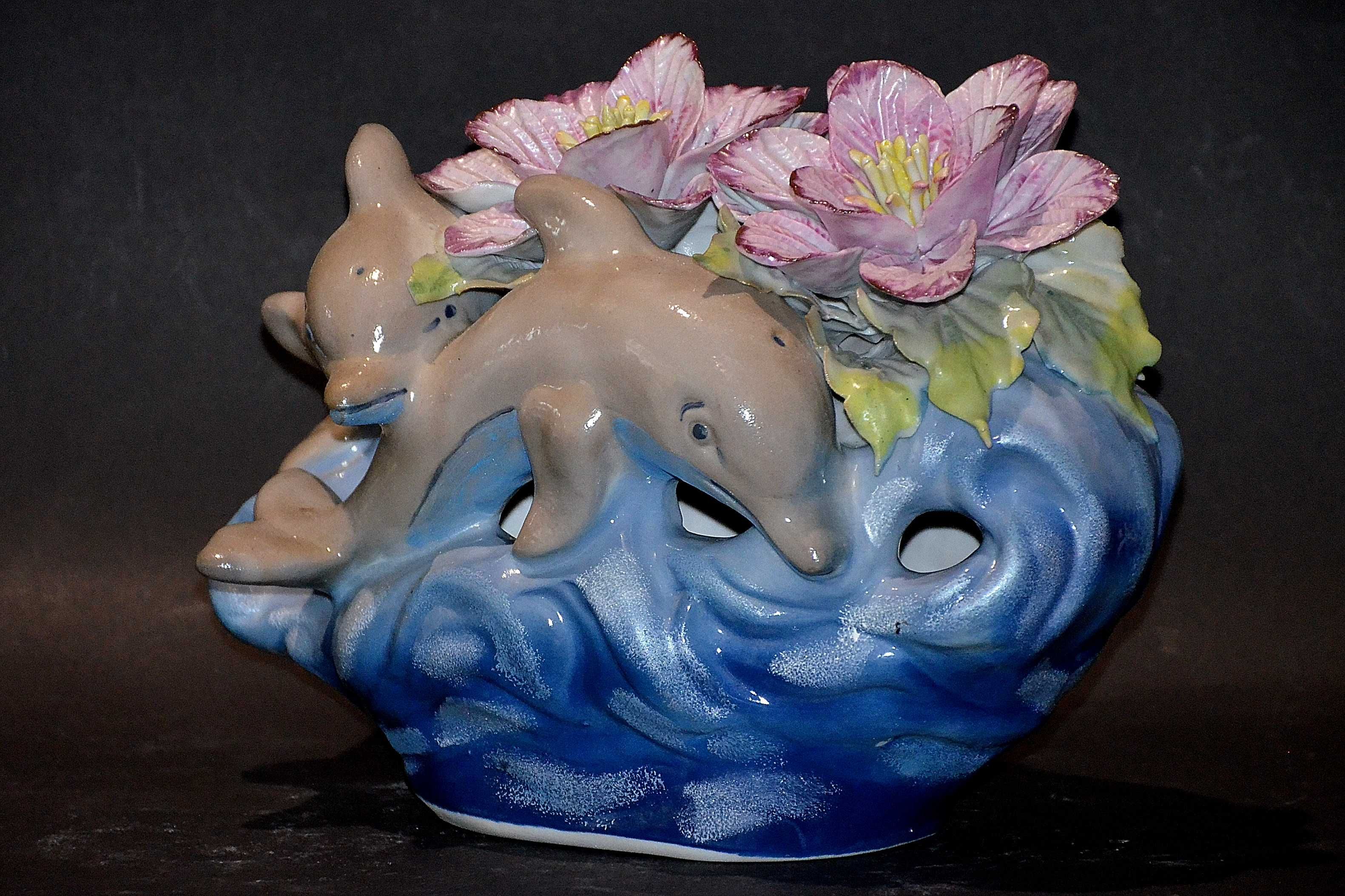 Porcelana Roceram ozdoba Delfiny, kolekcja porcelany 21cm