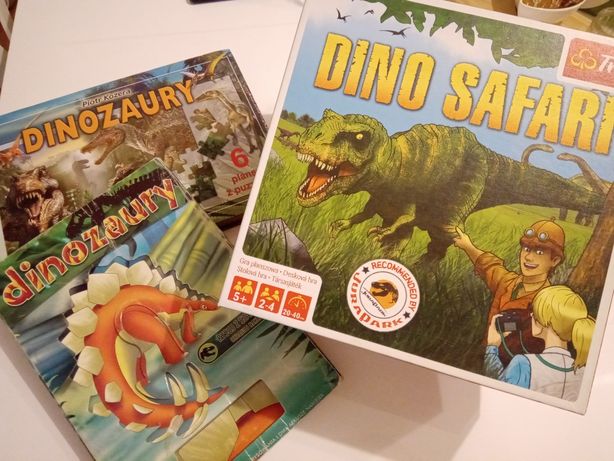 Dino Safari gra planszowa+puzzle+szablony do rysowania