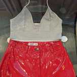 Spodnie damskie lakierowane  strech  + top komplet