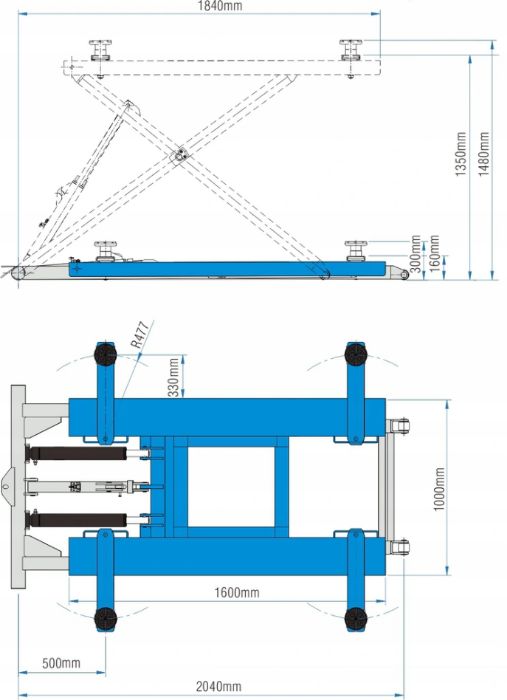 Podnośnik nożycowy samochodowy mobilny Kupczyk 1480 mm Dostawa 0 zł