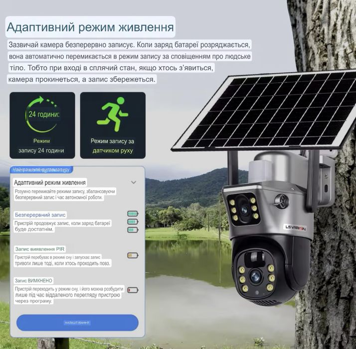 Автономная 8Мп 4G камера видеонаблюдения на сим карте, V380pro