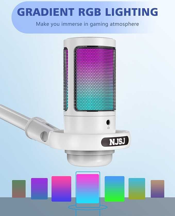 NJSJ Mikrofon komputerowy, gamingowy USB do PC, PS4, PS5, Mac, tel.