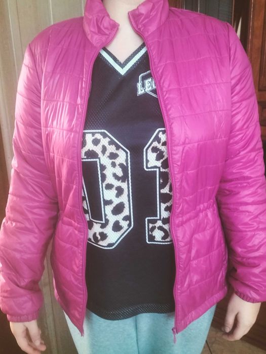 Kurtka jesienna rózowa pikowana